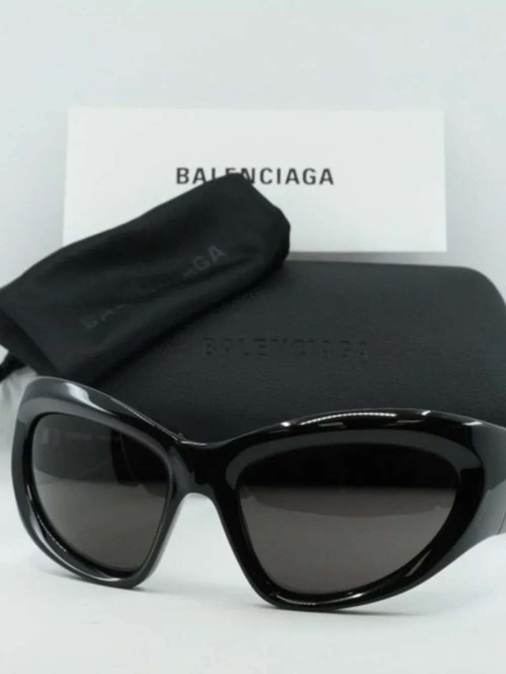 Balenciaga BB0228S 001 Geometric Sunglasses - Black/Grey